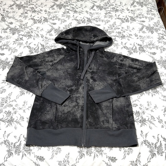 Danskin Women's Marble Print Double Collar Full Zip Hooded Jacket - Picture 4 of 13